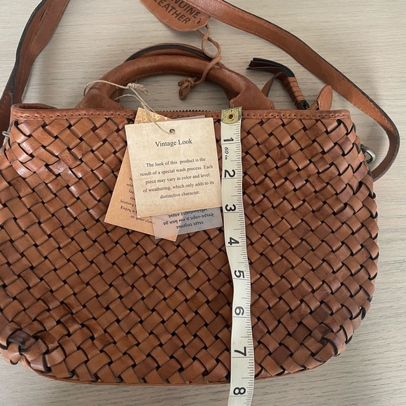 Weaver Leather Crossbody Bag Brown Vintage Handcrafted In India - Picture 7 of 11